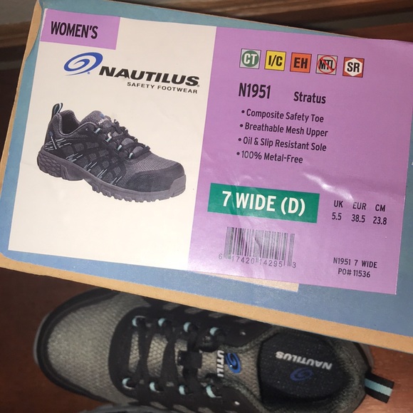 Nautilus Stratus Safety Shoes, Grey, Women’s Sz 7 Wide (D), NIB! - Picture 12 of 15